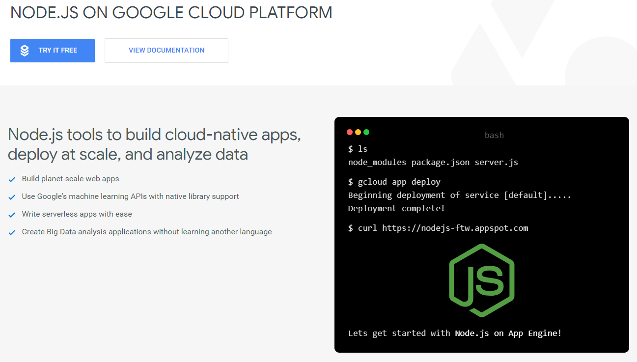 NodeJS on Google Cloud App Engine