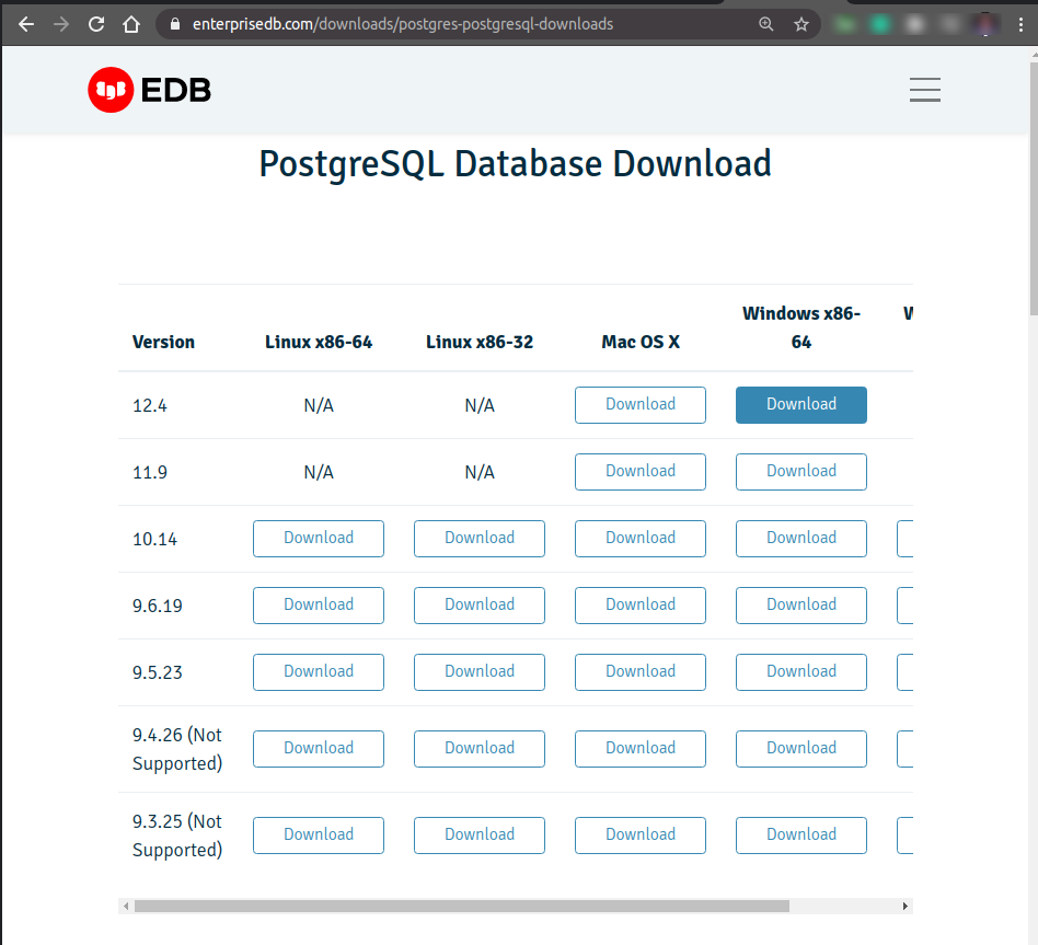 postgresql download List