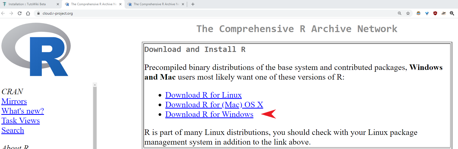 Download R for Windows