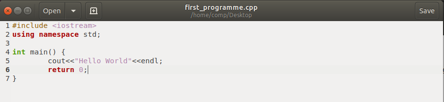 C++ Hello World Program