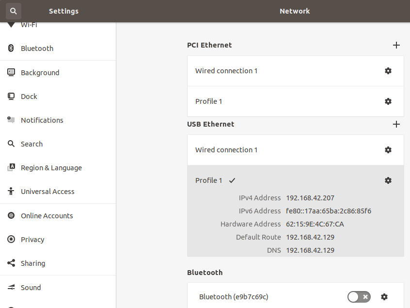 usb tether IP address